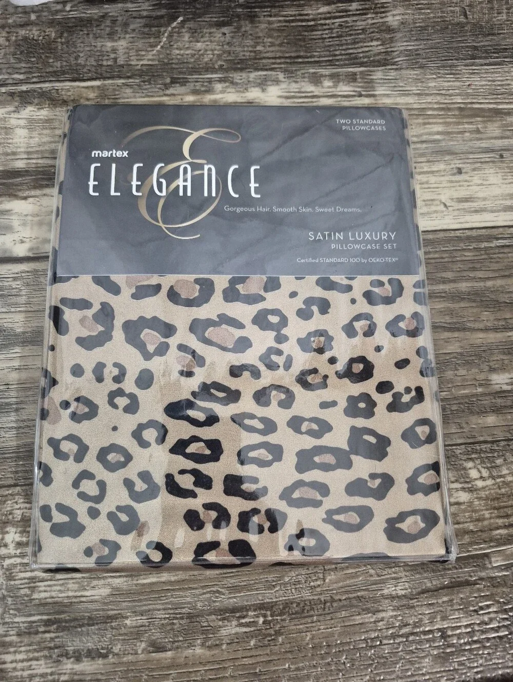 Martex Elegance Satin Pillowcase Set Leopard Print Brown Set